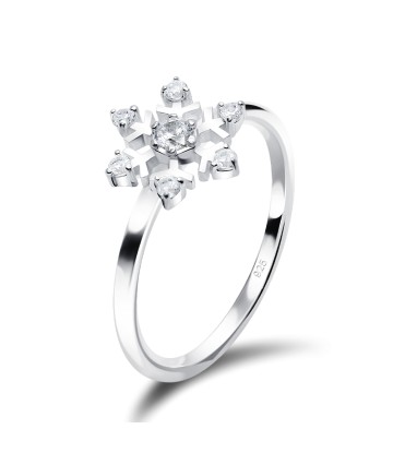 Snowflake Designed CZ Silver Ring NSR-3795